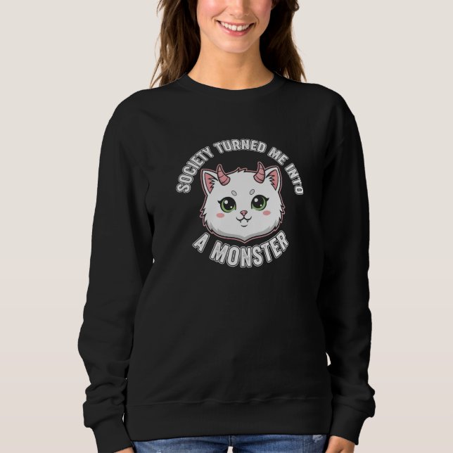 Camiseta de Gato Monstro Feito pela Sociedade (Frente)
