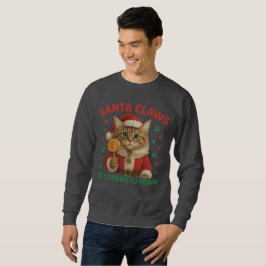 Camiseta de Gato 'O Santa Claws está Chegando à Ci
