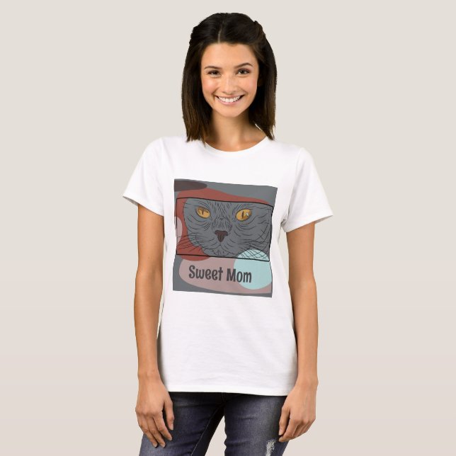 Camiseta de gato para a mulher da mãe doce (Frente Completa)