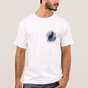 Camiseta de Gato Preto Artístico Aguarela Foco
