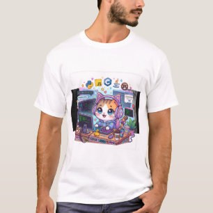 Camiseta de Gato Programador Fofo Gato Kawaii co