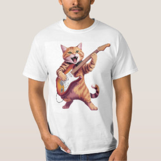 Camiseta de Gato Tocando Violão Rock