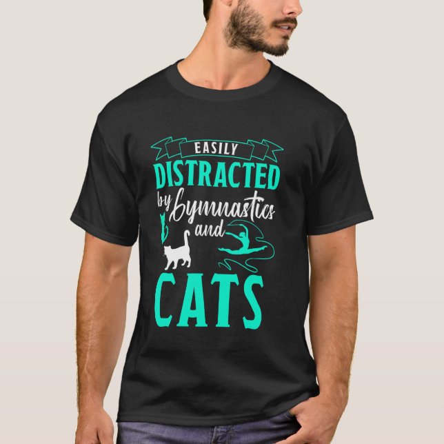 Camiseta de Ginástica e Gatos Camisa Divertida de  (Frente)