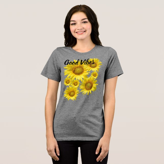 Camiseta de girassol, Boas Vibrações (Frente Completa)