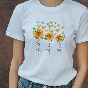 Camiseta de girassol fé, esperança, amor, camiseta