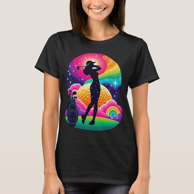 Camiseta de Golfe Feminina Abstrata (Frente)