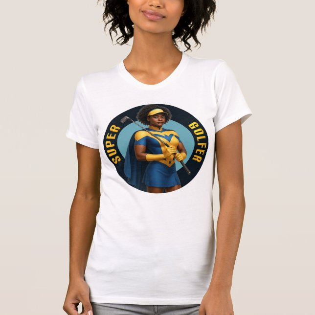 Camiseta de Golfe Feminina Super Golfer (Frente)