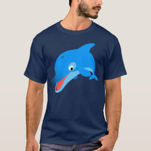 Camiseta de Golfinho de Desenho Animado Saltitante