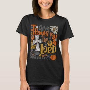 Camiseta Dê Graças Ao Senhor Floral Boho Retrô Dia De Ação