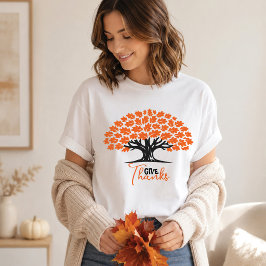 Camiseta Dê Graças Carvalho Outono Dia de Ação de Graças