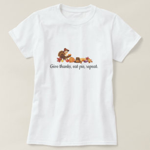 Camiseta Dê Graças Coma Torta Repita Piada de Ação de Graça
