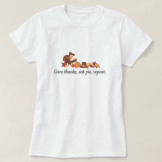 Camiseta Dê Graças Coma Torta Repita Piada de Ação de Graça