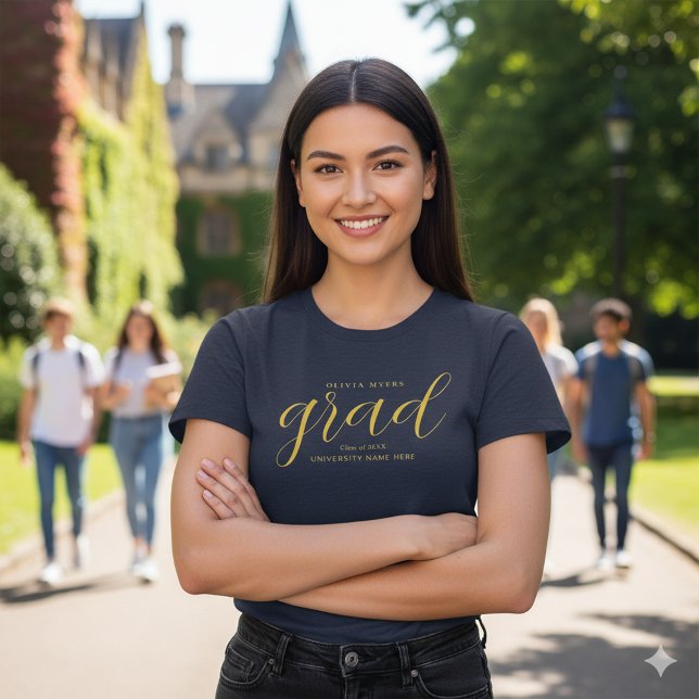 Camiseta de Graduação com Texto Personalizado – Es (Custom Text Graduation Tee –Modern Tri-Blend Style)