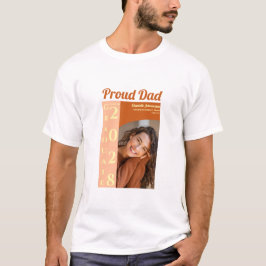 Camiseta de Graduação Laranja Moderno Foto Pai Org