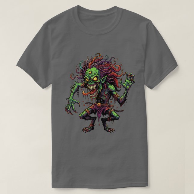 Camiseta de Grafite de Terror de Caveira de Zumbi  (Frente do Design)