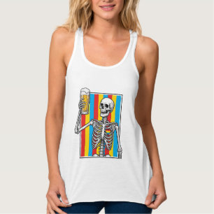 Camiseta de Gravura Vintage de Cerveja Esqueleto A