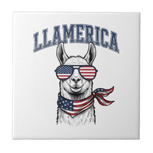 Camiseta de Gravura Vintage Llama Patriótica Llame