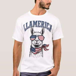 Camiseta de Gravura Vintage Llama Patriótica Llame