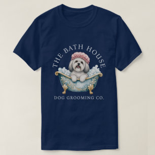 Camiseta de Groomer de Cão Lhasa Apso - Azul Marin