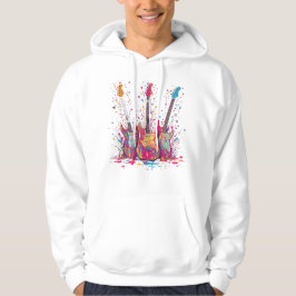 Camiseta de guitarra com respingos de tinta