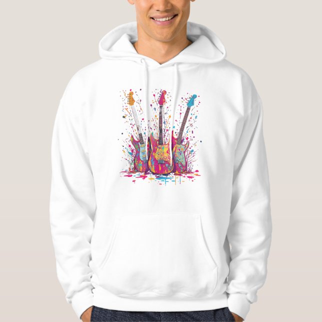 Camiseta de guitarra com respingos de tinta (Frente)
