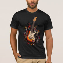 Camiseta de Guitarra Elétrica Clássica e Disco de