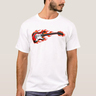 Camiseta de Guitarra Elétrica em Chamas Música R