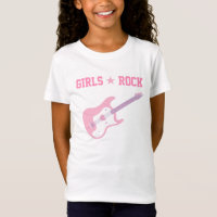 Camiseta de Guitarra Rosa para Garotas Rock Star