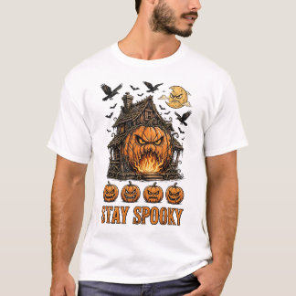Camiseta de Halloween Abóbora Fantasma Fofo da Tem