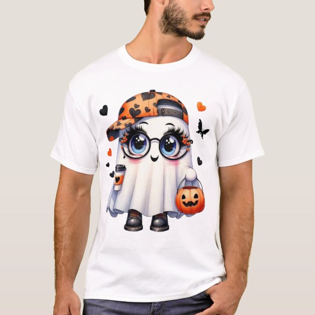 Camiseta de Halloween, Camiseta de Fantasma Fofo,  (Frente)