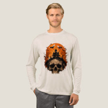 Camiseta de Halloween Caveira Casa Assombrada