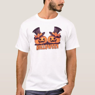 Camiseta de Halloween com Chapéu de Bruxa e Abóbor