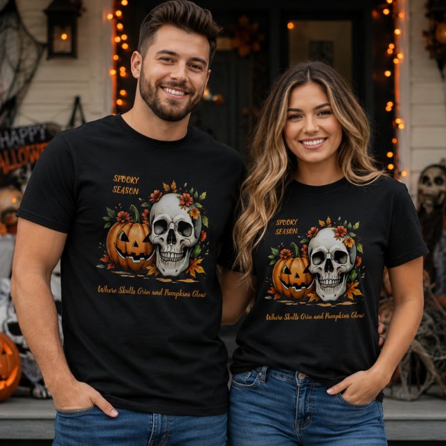 Camiseta de Halloween combinando com caveira de ab (Criador carregado)
