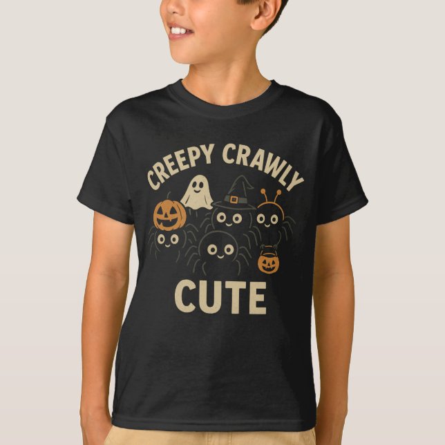 Camiseta De Halloween Crawly Cute - Spa Adorável (Frente)