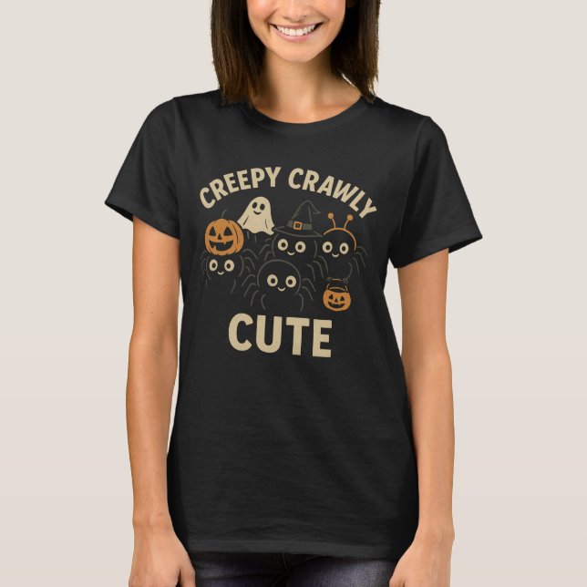 Camiseta De Halloween Crawly Cute - Spa Adorável (Frente)