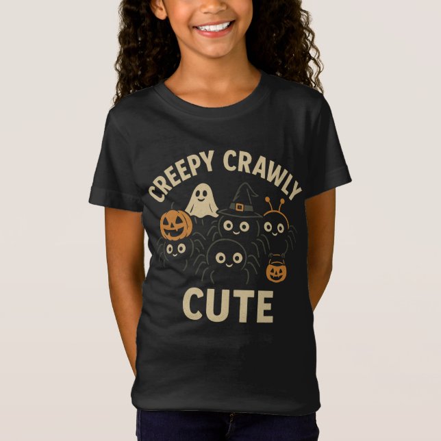 Camiseta De Halloween Crawly Cute - Spa Adorável (Frente)