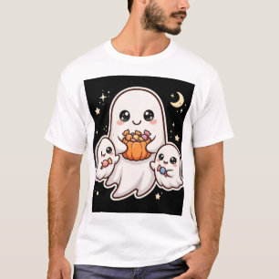 Camiseta de Halloween da Família de Fantasmas Fofa