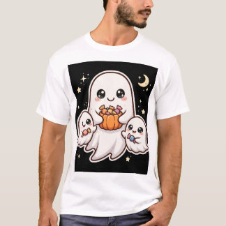 Camiseta de Halloween da Família de Fantasmas Fofa