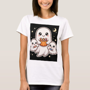 Camiseta de Halloween da Família de Fantasmas Fofa