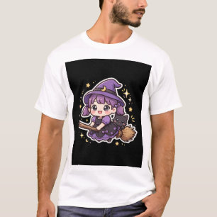 Camiseta de Halloween da Vassoura da Bruxinha Fofa