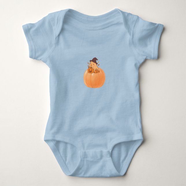 Camiseta de Halloween de Abóbora de Capivara Fofa (Frente)