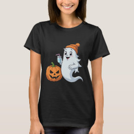 Camiseta de Halloween de Fantasma e Abóbora Fofa