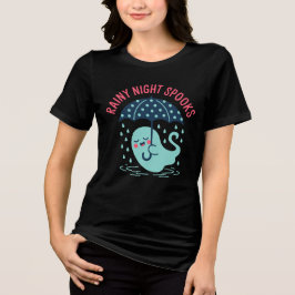 Camiseta de Halloween de Fantasma Fofo com Noite C