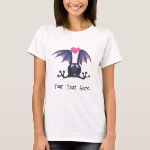 Camiseta de Halloween de Morcego Fofo Seu Texto Aq