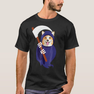 Camiseta de Halloween do Ceifador Galês Corgi Fofo