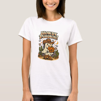 Camiseta de Halloween 'E aí, Abóbora, Cowgirl Fant