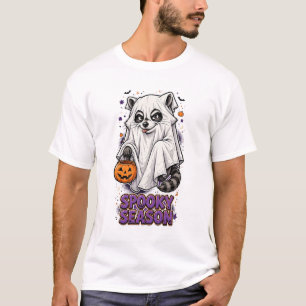 Camiseta de Halloween Fantasma de Guaxinim da Temp