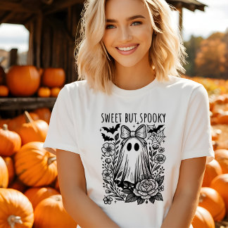 Camiseta de Halloween fofa, doce, mas assustadora