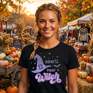 Camiseta de Halloween Fofo da Bruxa 100%