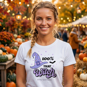 Camiseta de Halloween Fofo da Bruxa 100%